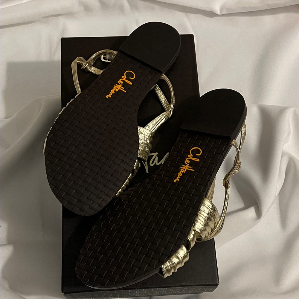 Cole Haan Gold Strappy Sandals - Picture 3 of 5